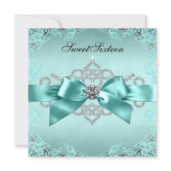 Elegant Teal Blue Sweet 16 Birthday Party