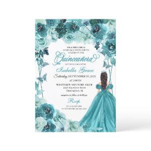 Elegant Teal Floral Quinceanera