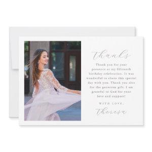 Elegant Three Photo Quinceanera Thank You