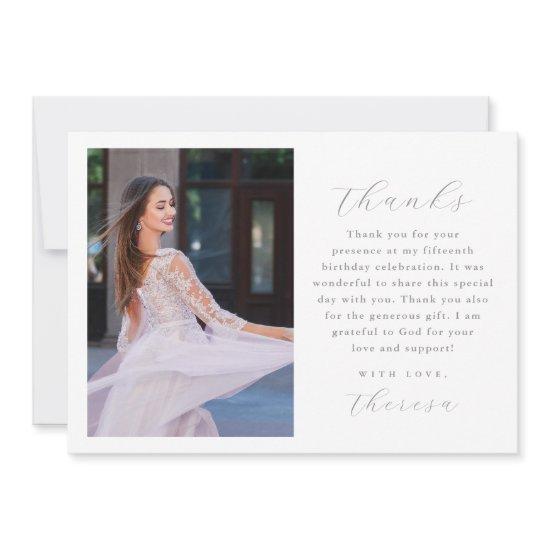 Elegant Three Photo Quinceanera Thank You