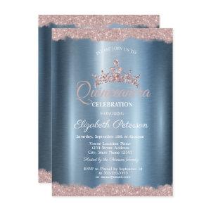 Elegant Tiara Blue Metallic Quinceañera