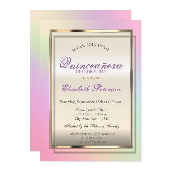 Elegant Trendy Cool  Holographic Quinceañera