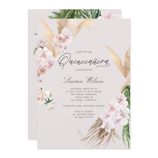 elegant tropical floral Quinceanera