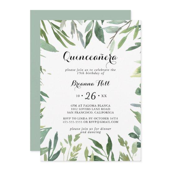 Elegant Tropical Green  foliage Quinceañera
