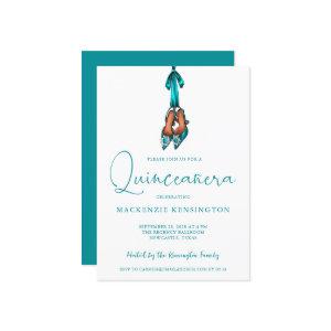 Elegant Turquoise Sparkle High Heels Quinceañera