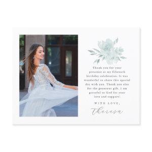 Elegant Two Photo Quinceanera Floral Thank You Postcard