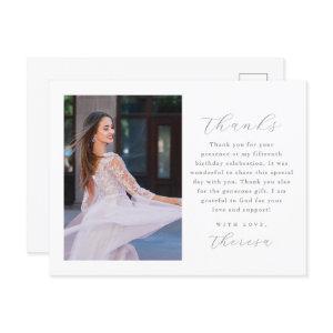 Elegant Two Photo Quinceanera Thank You Postcard