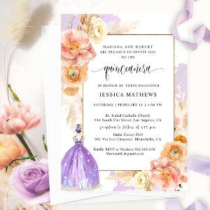 Elegant, Unique Purple Floral Princess Quinceañera