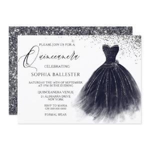 Elegant Vintage Black Glitter Gown Quinceanera