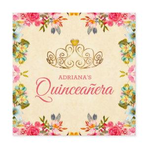 Elegant Vintage Pink Floral Princess Quinceanera