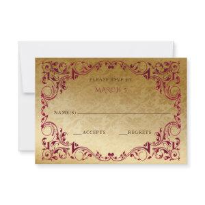 Elegant Vintage Pink Gold  RSVP Card