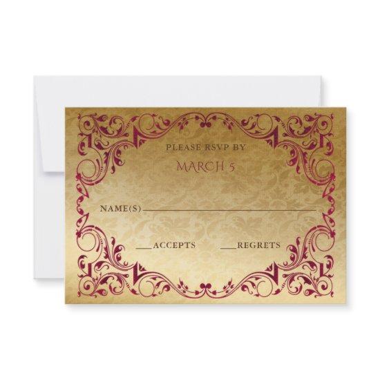 Elegant Vintage Pink Gold  RSVP Card