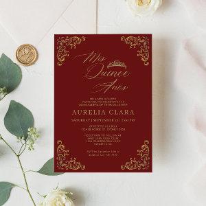 Elegant Vintage Red Gold Mis Quince Quinceañera