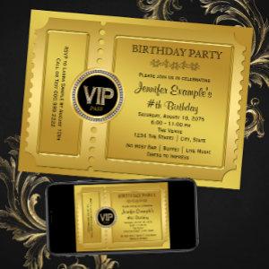 Elegant VIP Golden Ticket Birthday Party