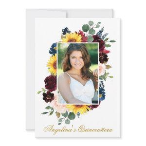 Elegant Watercolor Mixed Floral Photo Quinceanera