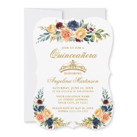 Elegant Watercolor Mixed Floral Quinceanera