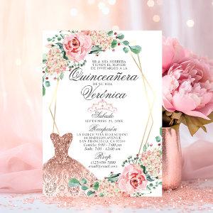 Elegant Watercolor Pink Spanish Quinceañera Quince