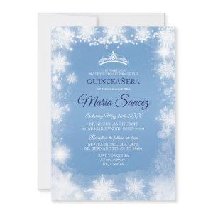 Elegant White & Blue Christmas Mis Quince Invite