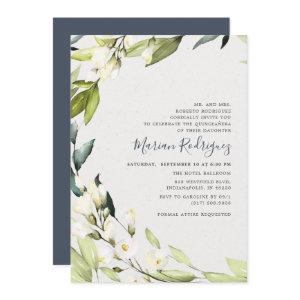 Elegant White Floral Greenery Wreath Quinceañera