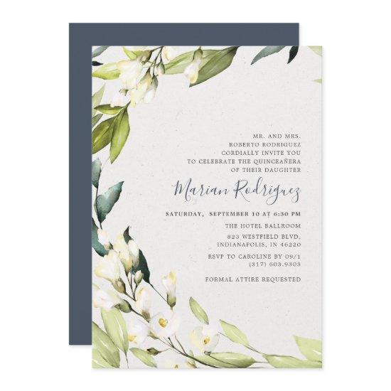 Elegant White Floral Greenery Wreath Quinceañera