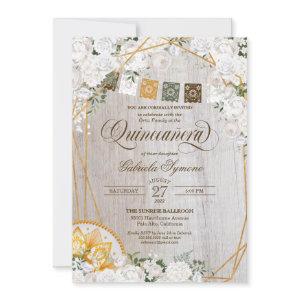 Elegant White Floral Western Charro Quinceanera In