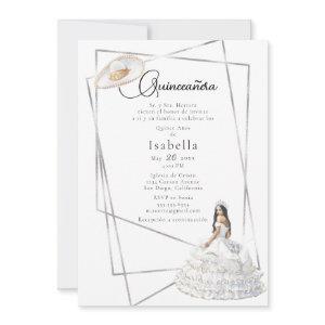 Elegant White Gown and Sombrero Quinceañera