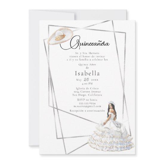 Elegant White Gown and Sombrero Quinceañera