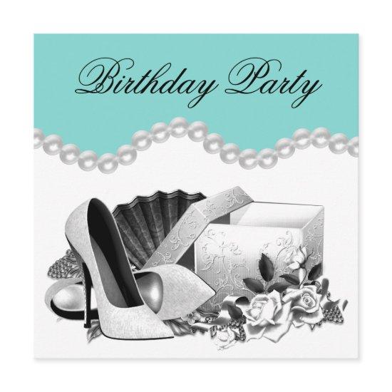 Elegant White Rose Teal Blue Birthday Party