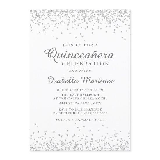 Elegant White Silver Glitter Quinceañera