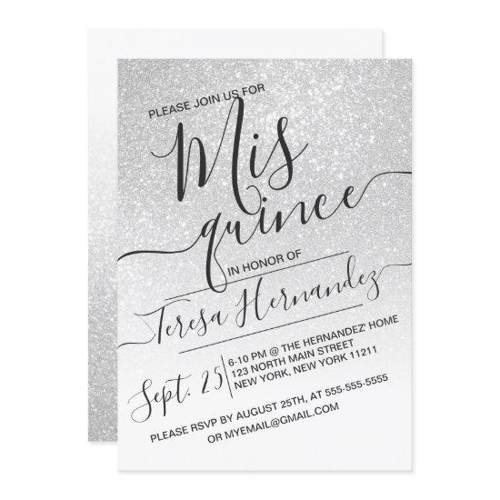 Elegant White Sparkly Glitter Ombre Quinceañera