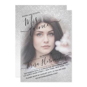 Elegant White Sparkly Glitter Photo Quinceañera