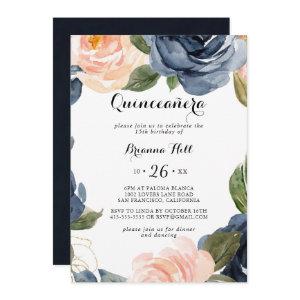 Elegant Winter Floral Calligraphy Quinceañera