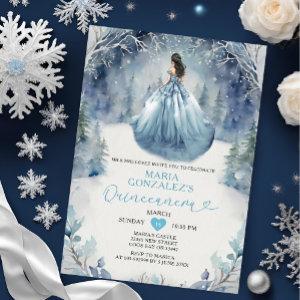 Elegant Winter Forest Dusty Blue Dress Quinceañera