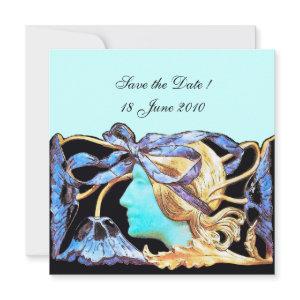 ELEGANT WOMAN BEAUTY JEWEL /LADY,BLUE BOW,FLOWERS SAVE THE DATE