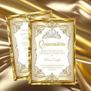 Elite Gold White beige Cream Princess Quinceanera