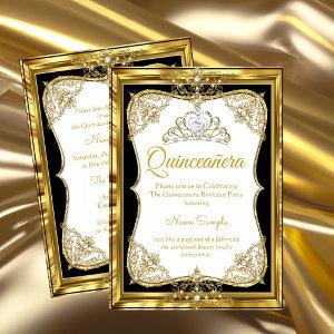 Elite Gold White Black Princess Quinceanera Tiara