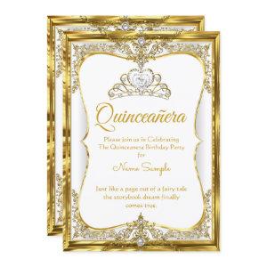 Elite Gold White Pearl Princess Quinceanera