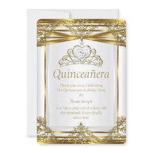 Elite Princess Quinceanera Gold White Pearl Frame