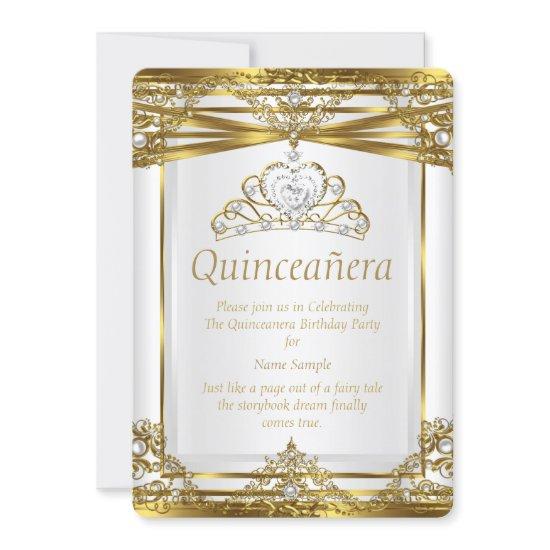 Elite Princess Quinceanera Gold White Pearl Frame