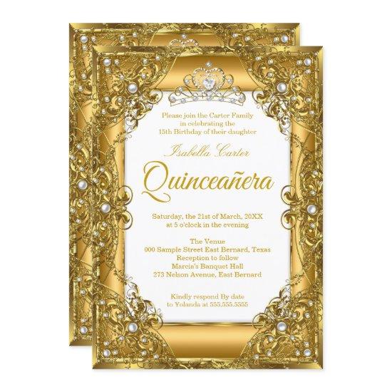 Elite Quinceanera 15th Gold  Pearl Tiara Photo