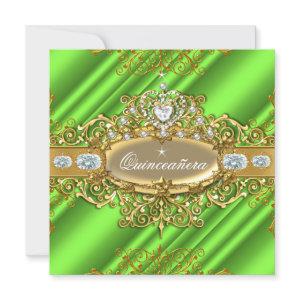 Elite Quinceanera Lime Green Silver Gold Party
