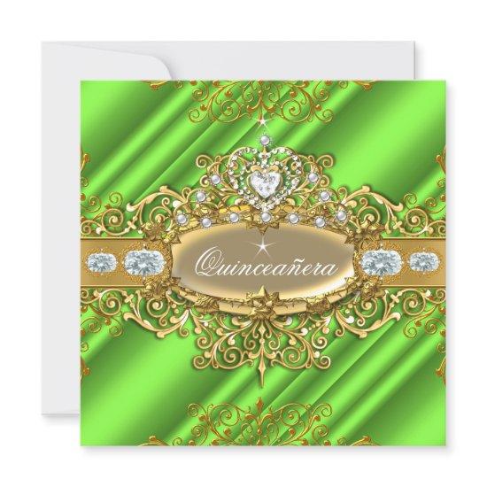 Elite Quinceanera Lime Green Silver Gold Party