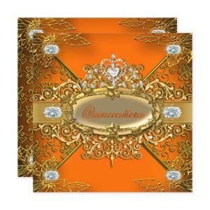 Elite Quinceanera Orange Gold Damask 15th Party