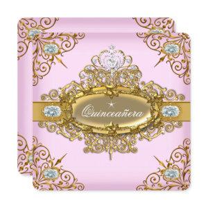 Elite Quinceanera Pink Gold Damask 15th Party