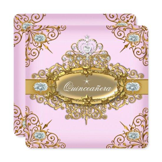 Elite Quinceanera Pink Gold Damask 15th Party