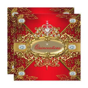 Elite Quinceanera Regal Red Gold Damask 15th Party