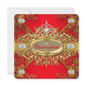 Elite Quinceanera Regal Red Gold Damask 15th Party