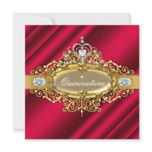 Elite Quinceanera Rich Red Gold Damask 15th Party