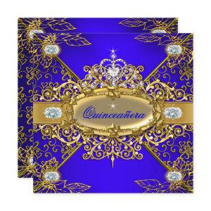 Elite Quinceanera Royal Blue Gold Damask 15th 2