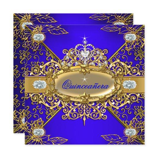 Elite Quinceanera Royal Blue Gold Damask 15th 2